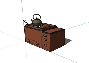 现代中式风格泡茶工具设计SU(草图大师)模型