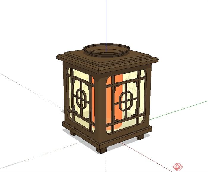 现代中式风格落地灯笼设计su模型(1)