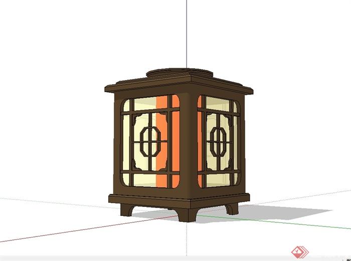 现代中式风格落地灯笼设计su模型(3)