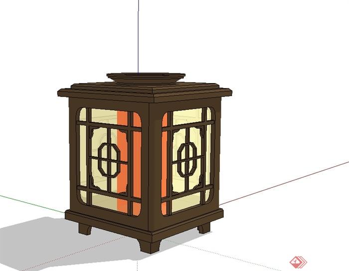 现代中式风格落地灯笼设计su模型(2)