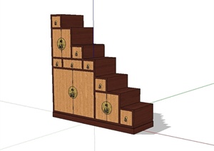 现代中式风格楼梯柜子设计SU(草图大师)模型