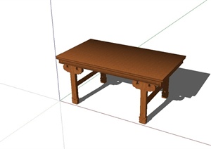 现代中式中式风格详细木桌设计SU(草图大师)模型