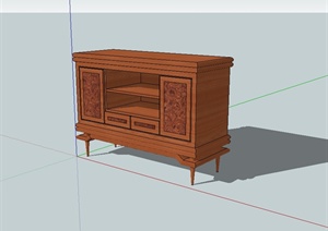 现代中式风格详细木柜设计SU(草图大师)模型