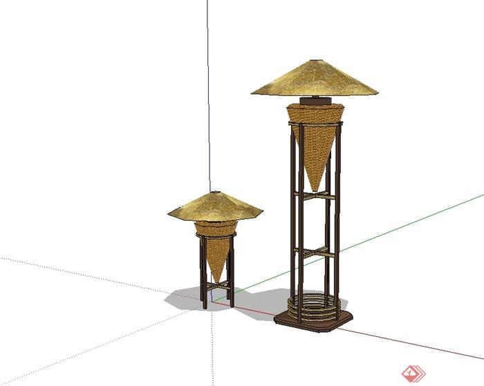 现代中式风格室内独特的灯饰设计su模型(1)