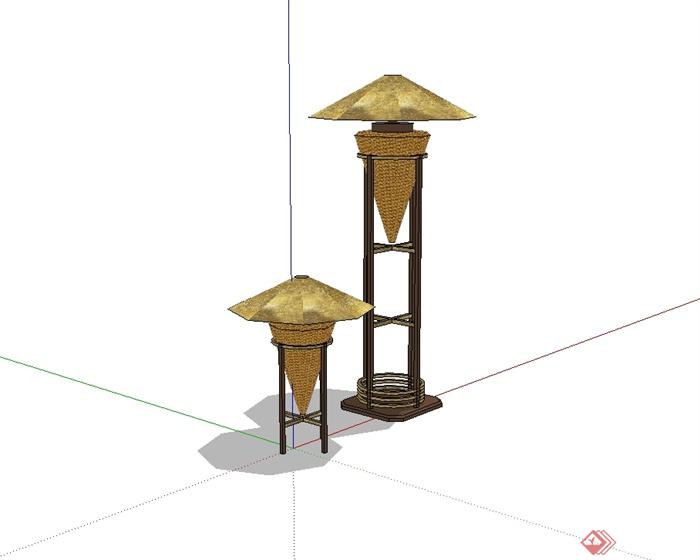 现代中式风格室内独特的灯饰设计su模型(2)