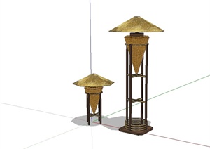 现代中式风格室内独特的灯饰设计SU(草图大师)模型