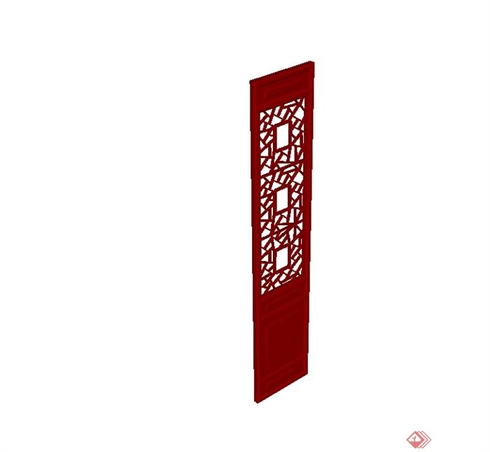 现代中式红色门窗设计su模型(2)