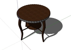 现代中式风格详细的室内木质桌子家具设计SU(草图大师)模型