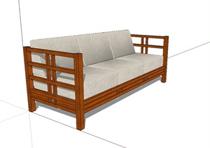 现代中式风格详细的沙发SU(草图大师)模型