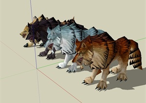 四种不同的狼设计SU(草图大师)模型