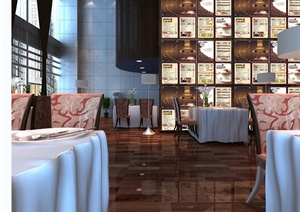 某现代风格详细茶餐厅设计cad施工图3D源文件及效果图