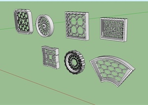 七种不同造型的花窗设计SU(草图大师)模型