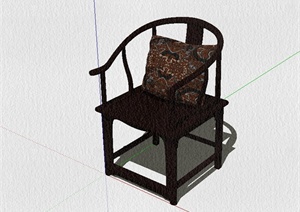 现代中式古家具扶手椅设计SU(草图大师)模型