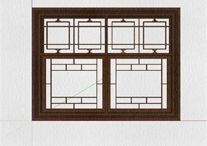 现代中式详细窗子设计SU(草图大师)模型