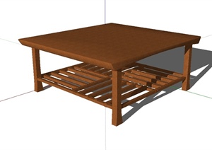 现代中式风格木桌子家具设计SU(草图大师)模型