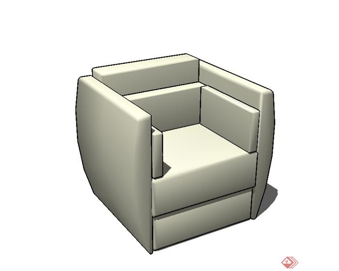 现代室内单人有材质无贴图的沙发设计su模型(1)