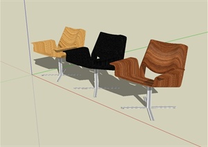 现代风格三种不同的椅子设计SU(草图大师)模型