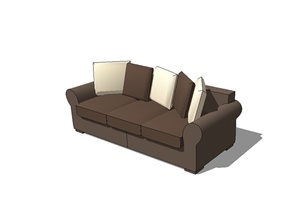 某现代风格客厅详细沙发SU(草图大师)模型