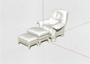 欧式风格详细的室内沙发及坐凳设计SU(草图大师)模型