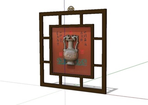 古典中式风格详细花窗设计SU(草图大师)模型