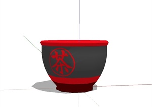 古典中式风格茶碗设计SU(草图大师)模型