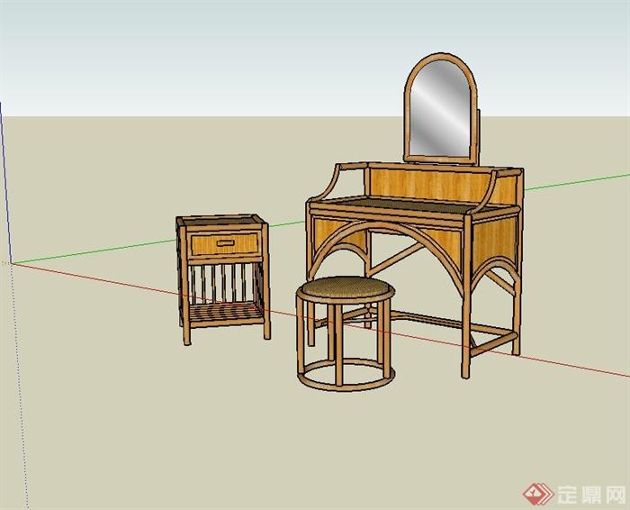 现代中式古家具桌凳设计su模型(1)