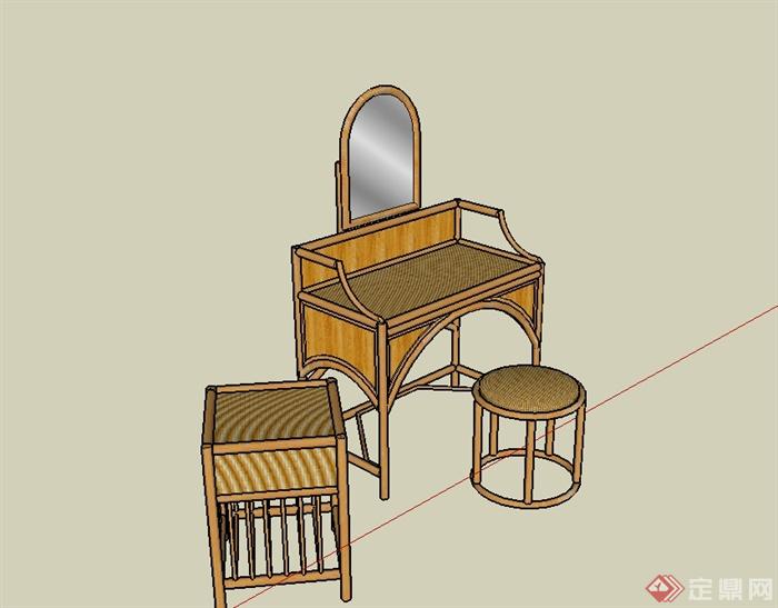现代中式古家具桌凳设计su模型(2)