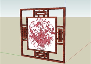 某现代中式窗子设计SU(草图大师)模型