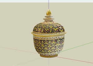 古典中式配饰陶罐设计SU(草图大师)模型