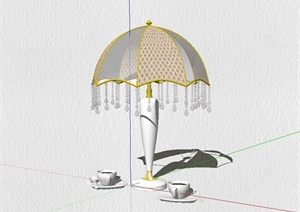 欧式风格详细的室内装饰品台灯设计SU(草图大师)模型