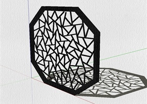 某现代中式风格镂空花窗SU(草图大师)模型