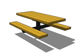 现代风格园林桌凳一体设计SU(草图大师)模型