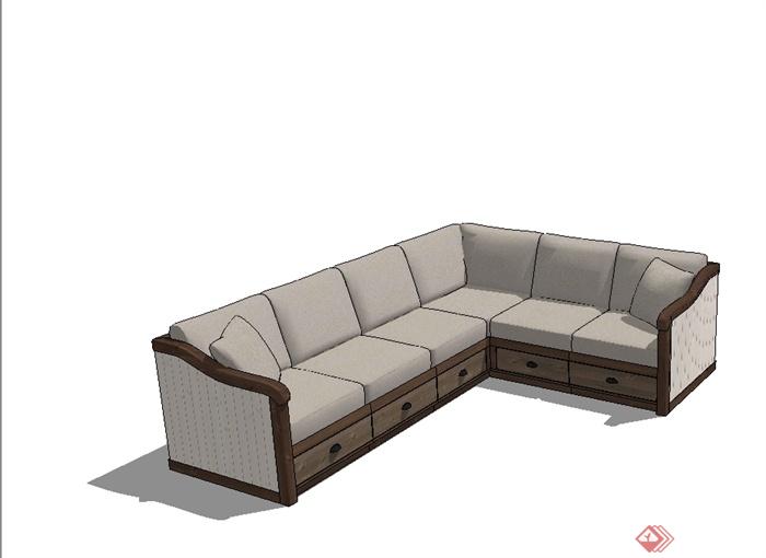 现代客厅详细的沙发设计su模型(1)