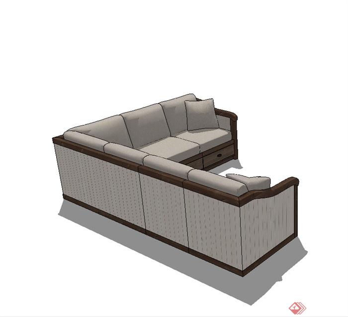 现代客厅详细的沙发设计su模型(2)