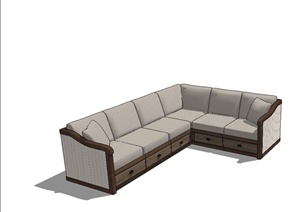 现代客厅详细的沙发设计SU(草图大师)模型