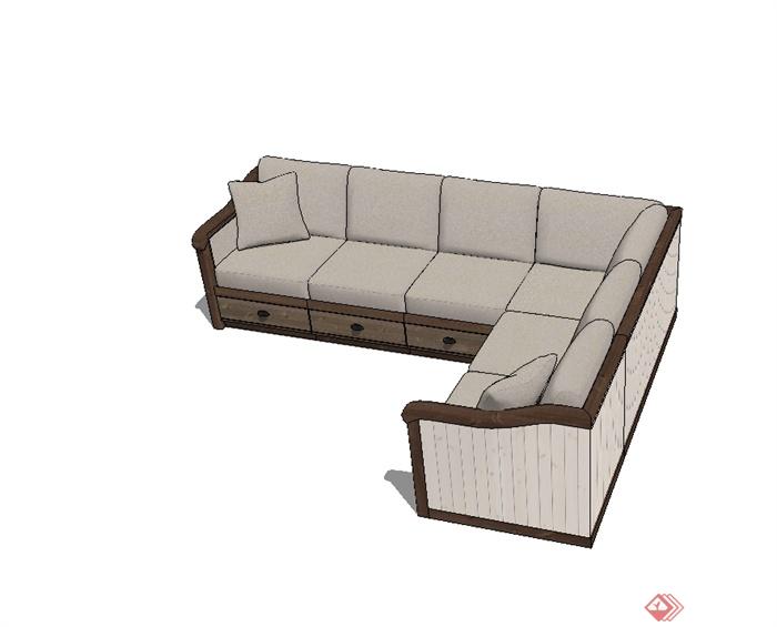 现代客厅详细的沙发设计su模型(3)
