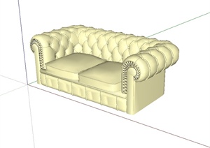 现代客厅双人详细沙发设计SU(草图大师)模型