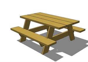 现代风格防腐木桌凳设计SU(草图大师)模型
