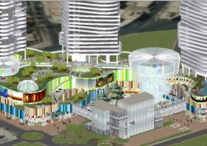 一个滨海生活购物办公综合体项目SU(草图大师)模型