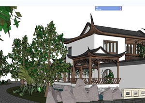 某古典中式苏式园林别墅设计SU(草图大师)模型