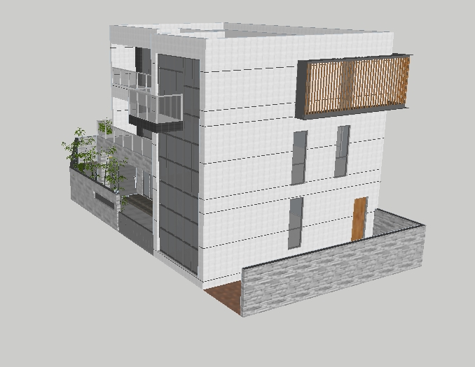 现代乡村自建别墅SU模型(3)