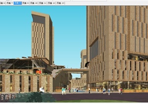 现代大型商业购物广场+住宅公寓SU(草图大师)模型