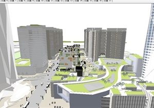成都CBD城市商业办公中心SU(草图大师)模型