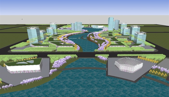 新城市中轴建筑与景观方案SU模型(7)