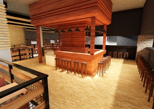 酒吧吧台设计SU(草图大师)模型