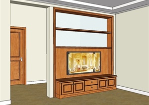 现代风格室内名人书苑电视柜设计SU(草图大师)模型