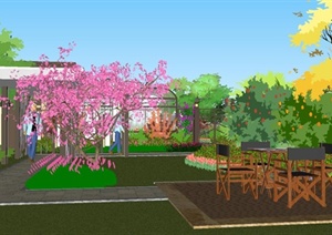 现代小区一层庭院花园ＳＵ模型