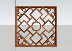 现代中式风格完整的花窗设计SU(草图大师)模型