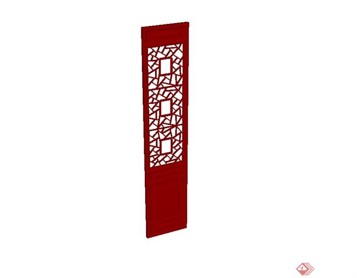 现代中式风格木质门窗装饰su模型(2)