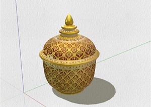某详细完整的陶罐装饰品设计SU(草图大师)模型